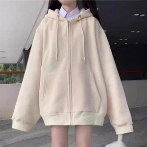 Áo Khoác Hoodie Zip Nỉ Bông Mũ 2 Lớp Form Rộng Unisex -- Áo Khoác Trơn