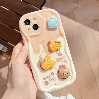 Ốp lưng iphone Viền Nổi Cạnh Sóng gắn phụ kiện Vịt và Gấu iphone 16 16pro 16promax 15 xr 11/12/13/14/max/prm xx1037