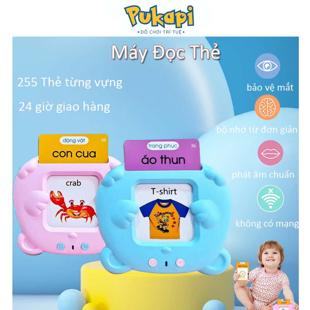 Máy Đọc Thẻ Song Ngữ Anh-Việt Flashcard 112 Thẻ 255 Thẻ  Máy Đọc Thẻ Tuệ Minh Máy Đọc Từ Vựng- Đồ Chơi Cho Bé PUKAPI