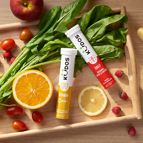 Combo 2 TPBVSK Viên sủi KUDOS DAILY bổ sung vitamin tổng hợp & nhân sâm + Viên sủi KUDOS VITAMIN C 1000MG (20 viên/tuýp)