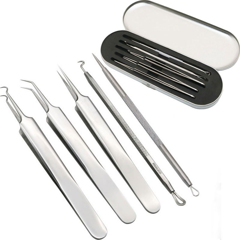 Bộ dụng cụ lấy mụn, nặn mụn 5 món siêu đẹp - chất liệu inox ko rỉ
