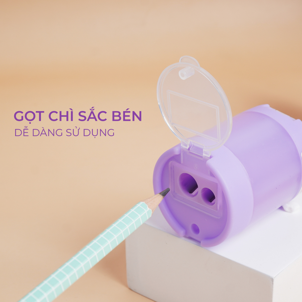 Gọt Bút Chì Hình Cốc Cao Cấp Có 2 Đầu Gọt Chì Thay Đổi Dễ Dàng, Tiện Lợi, An Toàn, Đa Dạng Màu Sắc PS401