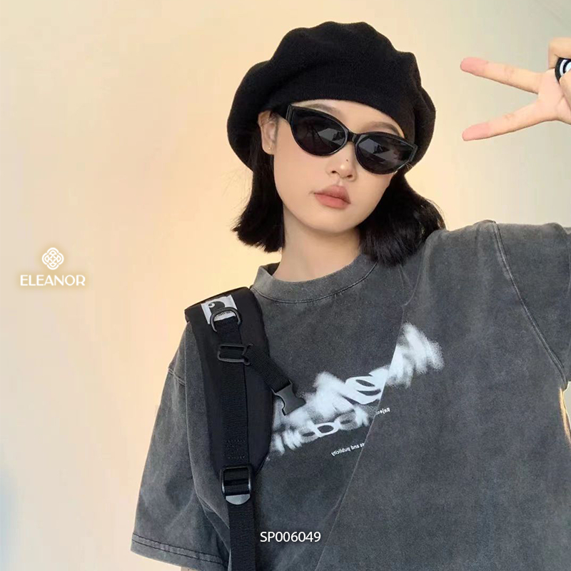 Kính râm nam nữ Eleanor Accessories dáng mắt mèo màu đen kính mát cá tính phụ kiện thời trang 6049