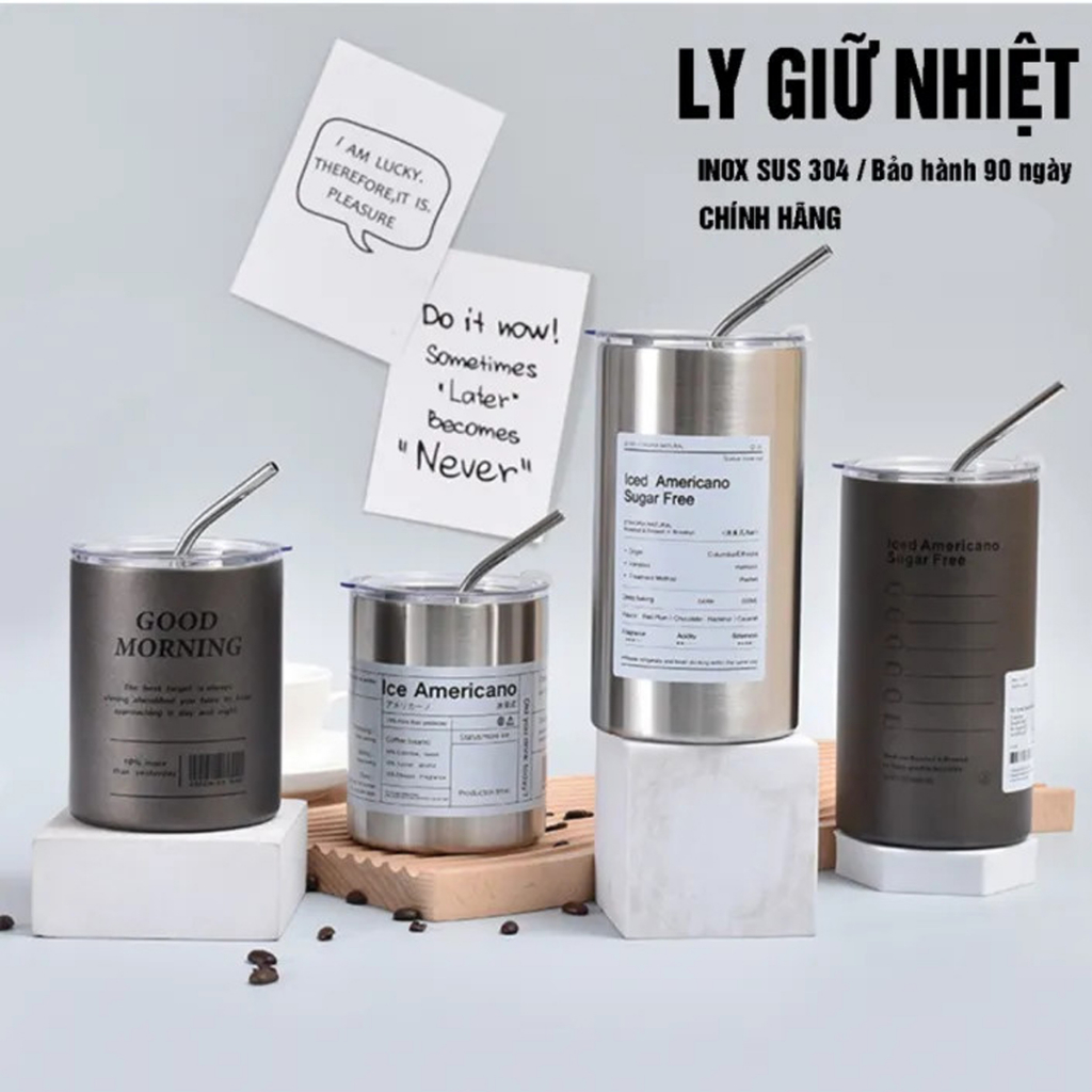Ảnh Cốc Ly Giữ Nhiệt 350-600ml Có Ống Hút Inox 304 – Bình Nước Giữ Nhiệt Iced Americano Cà Phê Văn Phòng Chính Hãng Amalife 1