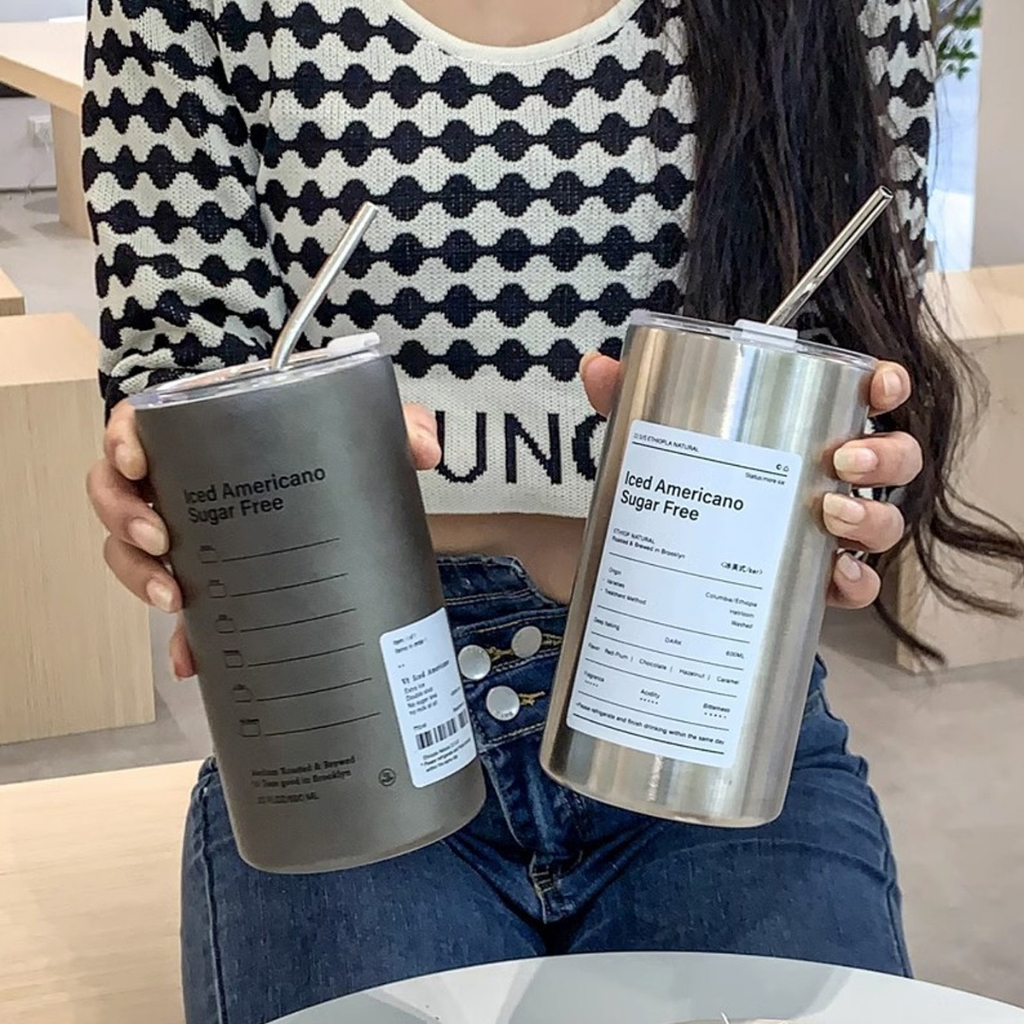 Ảnh Cốc Ly Giữ Nhiệt 350-600ml Có Ống Hút Inox 304 – Bình Nước Giữ Nhiệt Iced Americano Cà Phê Văn Phòng Chính Hãng Amalife 4