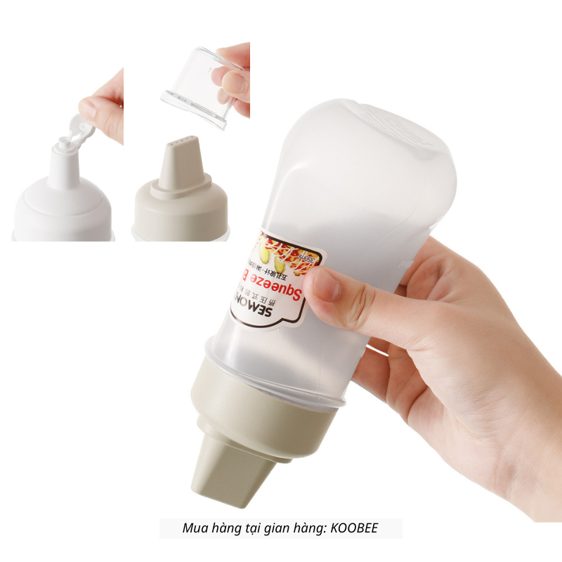 Bình Bóp Nhựa 5 Lỗ Đựng Nước Sốt, Dầu Ăn, Siro, Sữa Đặc, Sốt Mayonnaise – Dung Tích 350ml | KOOBEE NB85