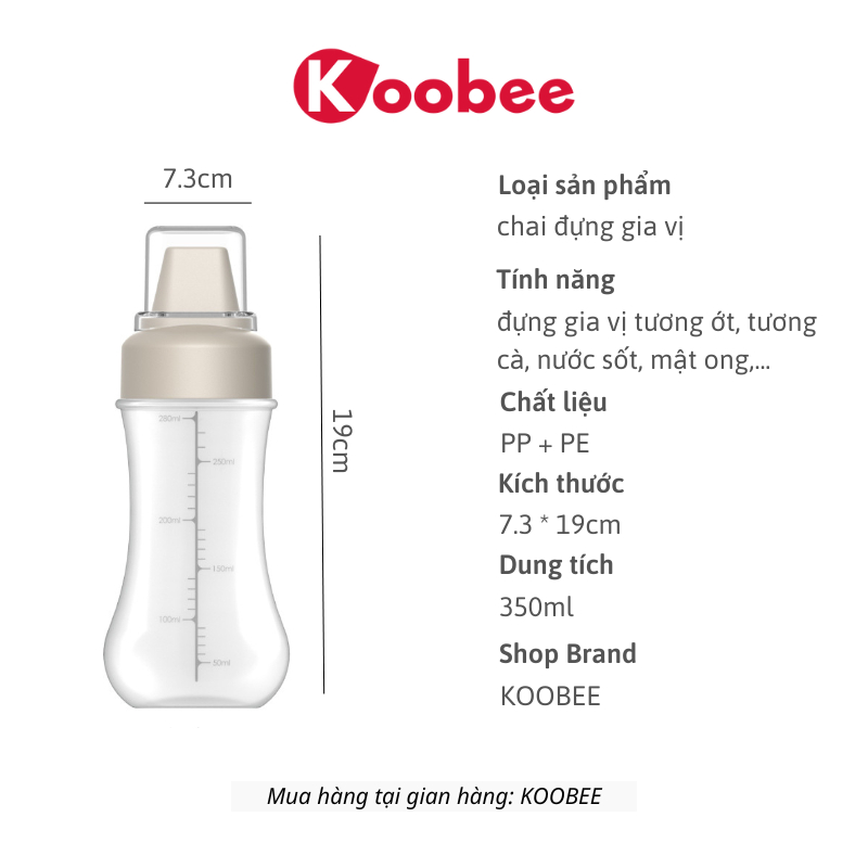 Bình Bóp Nhựa 5 Lỗ Đựng Nước Sốt, Dầu Ăn, Siro, Sữa Đặc, Sốt Mayonnaise – Dung Tích 350ml | KOOBEE NB85