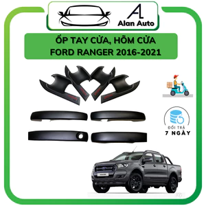 Ốp tay cửa, hõm cửa ô tô Ford Ranger 2016- 2021, MẪU MẠ,NHỰA ĐEN ABS cao cấp