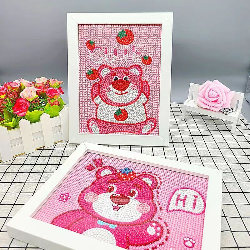 Bộ tranh đính đá 18x18cm tự làm kèm khung rèn luyện tính kiên trì, Bộ tranh gắn đá 5D DIY nhiều mẫu