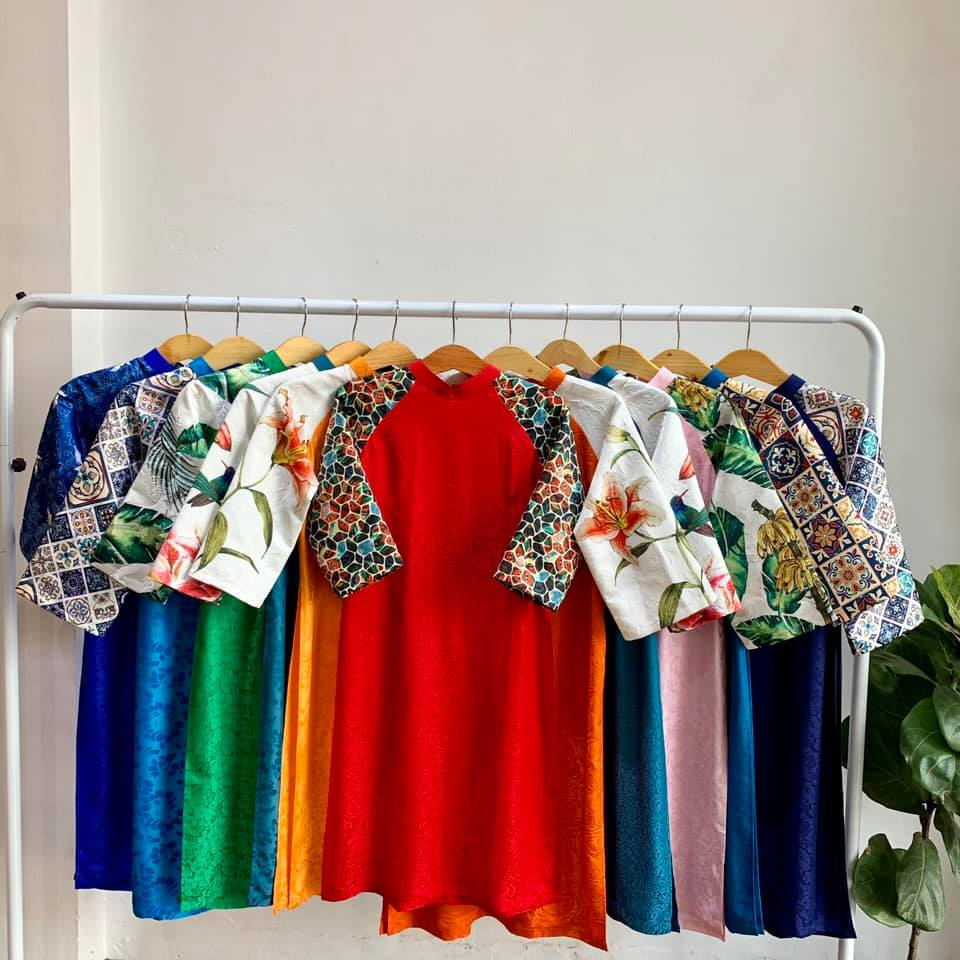 Áo dài The Kat House (chưa kèm quần) vải tơ tằm cao cấp, tay lửng, dáng suông thanh lịch, quý phái