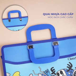 [TẶNG BÚT] Cặp Học Thêm Cho Bé 2 Ngăn CLASSMATE Để Vừa Bảng A4, Cặp Có Quai Xách Tiện Lợi Chất Liệu Nhựa An Toàn SB121