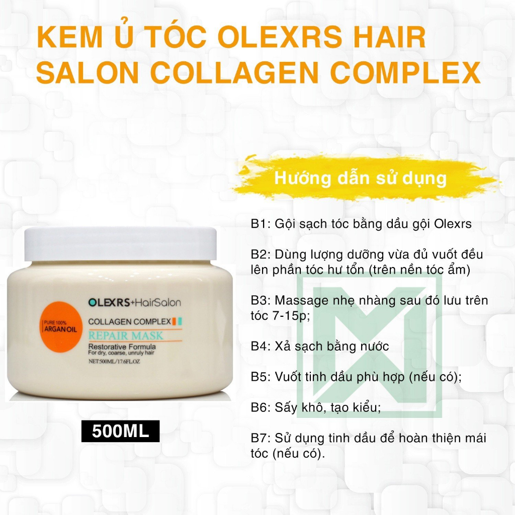 Ảnh Kem ủ tóc phục hồi siêu mượt Olexrs Hair Salon Collagen Complex 500ML 4