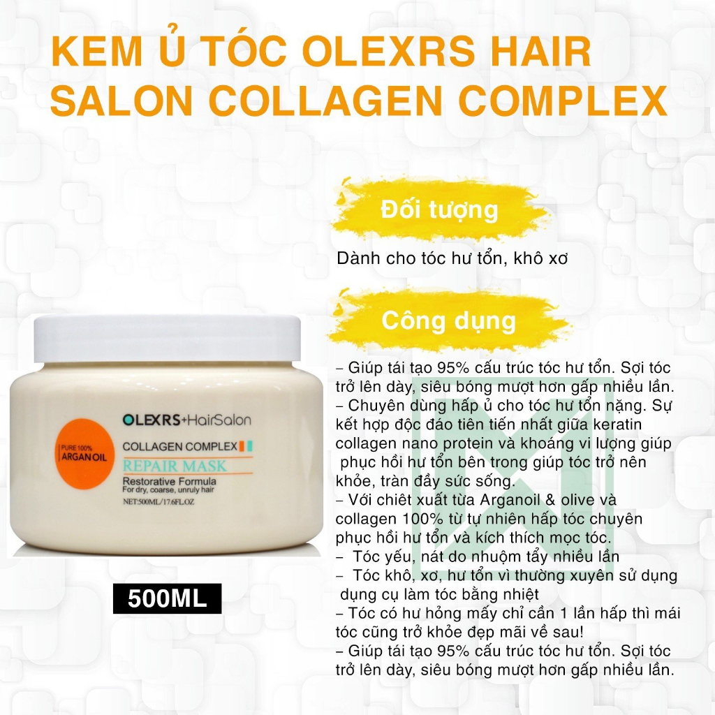 Ảnh Kem ủ tóc phục hồi siêu mượt Olexrs Hair Salon Collagen Complex 500ML 3
