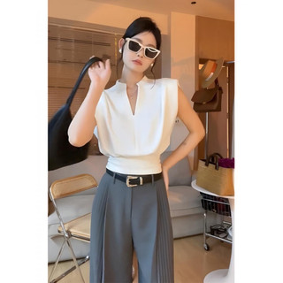 Áo Cổ Tàu Chữ V Tay Hến - Áo Cổ Tàu Sát Nách Phối Đồ Siêu Xinh Cho Chị Em Công Sở, Chất Umi Mềm Mại Co Giãn, Có Ảnh Thật