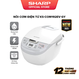 Nồi Cơm Điện Tử Sharp KS-COM192EV-GY 1.8L [8 Chức năng nấu, Màn hình LCD, Lòng nồi 3 lớp]