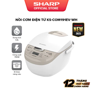 Nồi Cơm Điện Tử Sharp KS-COM191EV-WH 1.8L [8 Chức năng nấu, Màn hình LED, Lòng nồi 3 lớp]