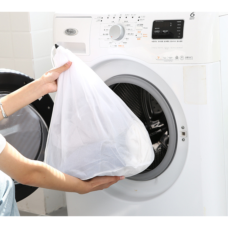 Túi giặt đồ cao cấp 2 lớp dày dặn, túi lưới giặt quần áo, áo ngực, quần lót, vớ có dây rút chắc chắn