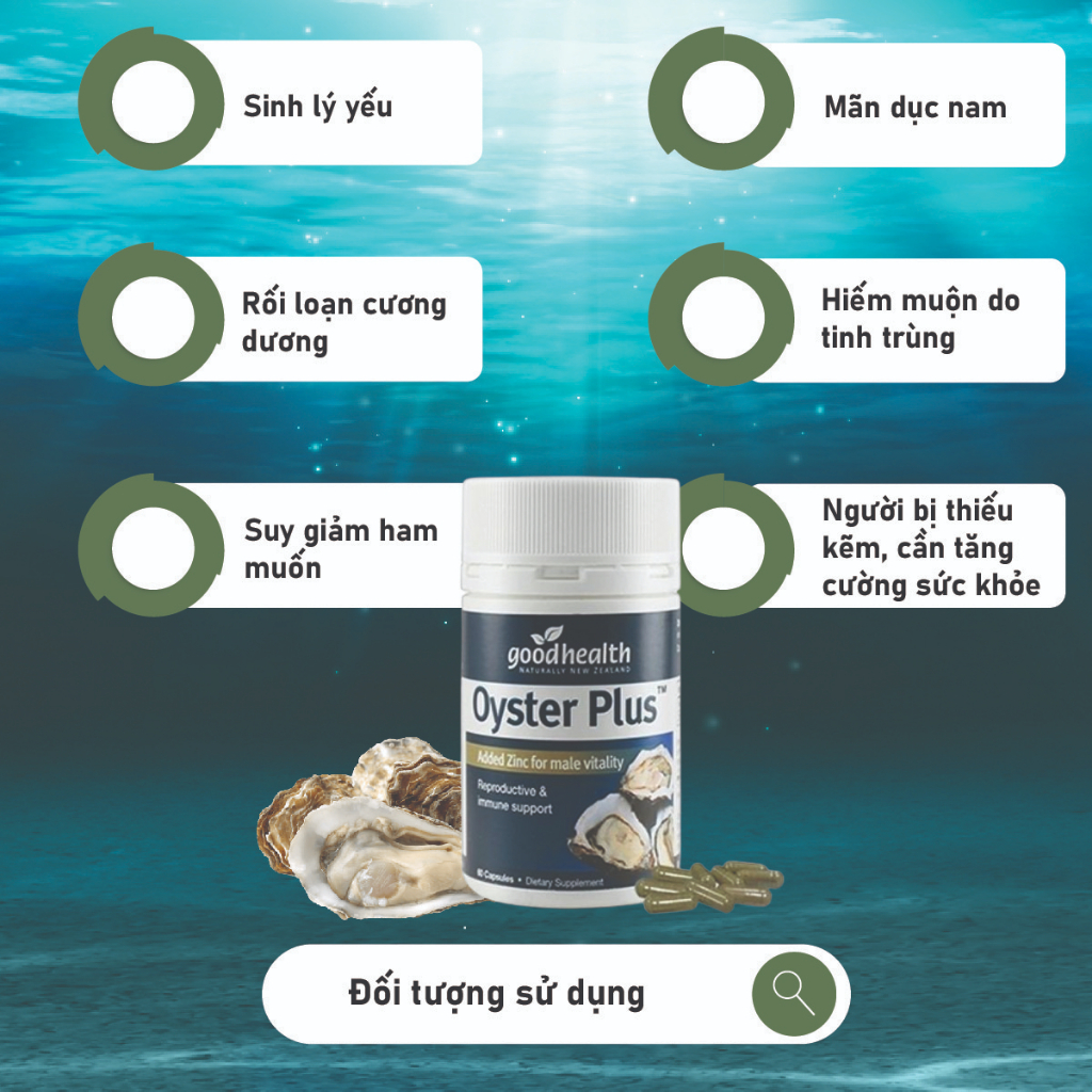 Tinh chất hàu biển Good Health Oyster Plus New Zealand tăng cường sinh lý nam giới hộp 60 viên