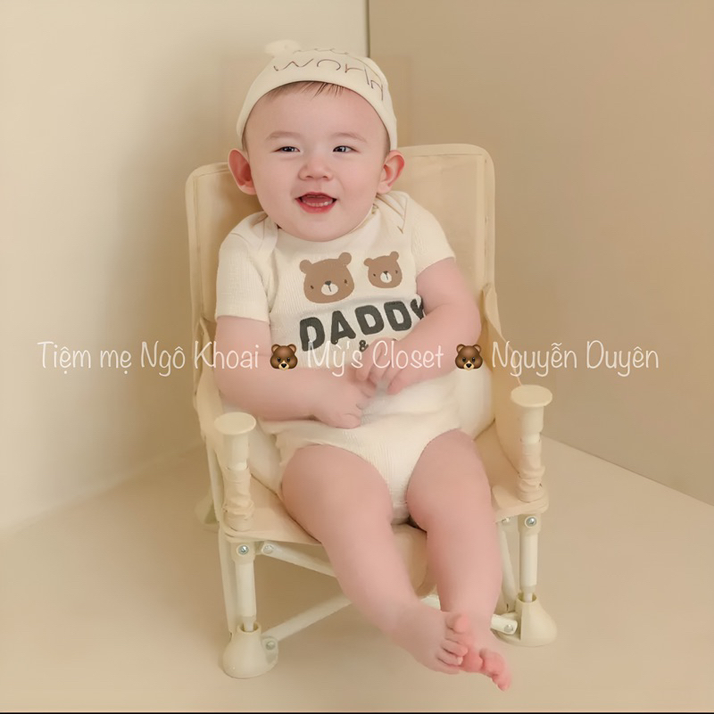 [MD20]🐻SIÊU PHẨM SUNNOZY🐻Set 3 món body chip kèm mũ xinh và tất trắng cho bé