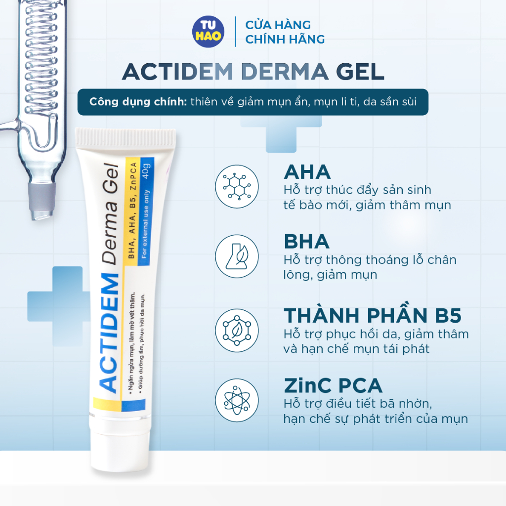 Ảnh Combo da mụn Gel giảm mụn Actidem Derma Gel 18g + Gel rửa mặt Actidem Derma pH 150ml/ Derma Gel 40g/ Derma Extra 18g 2