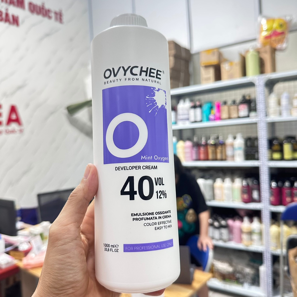 Oxy trợ nhuộm Ovychee 3%  trợ nhuộm lên màu nhanh, màu sáng bóng, mùi thơm bạc hà, không sót