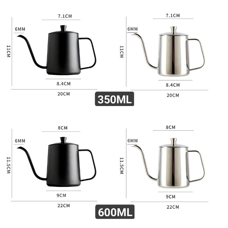 Ấm Pha Trà  Cổ Ngỗng  - Rót trà - Rót cà phê Bằng Thép Không Gỉ 350ml - 600ml