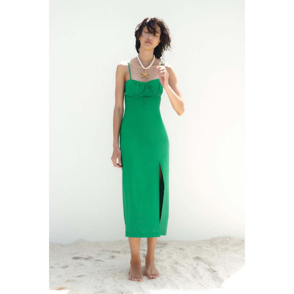 Đầm corset dáng chữ A cúp ngực xếp tầng đính hoa Zara Dress