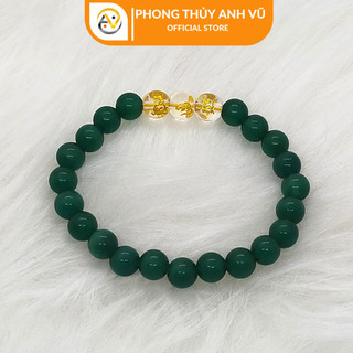Vòng tam hợp thân tý thìn chất liệu mắt mèo xanh lục -  cho nữ mệnh hỏa, mộc - may mắn tài lộc