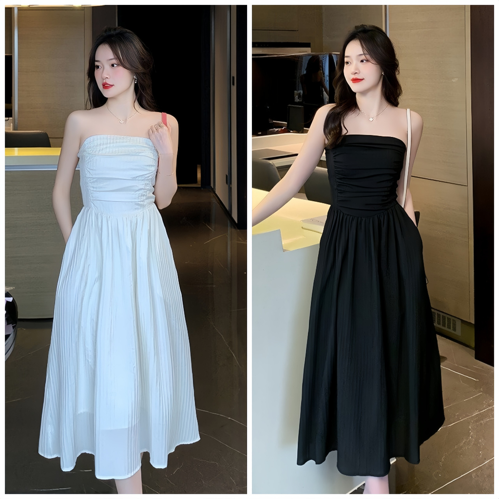 Váy 2 dây nữ, Đầm 2 dây chất đũi gân bèo ngực Winny Store | Shopee Việt Nam