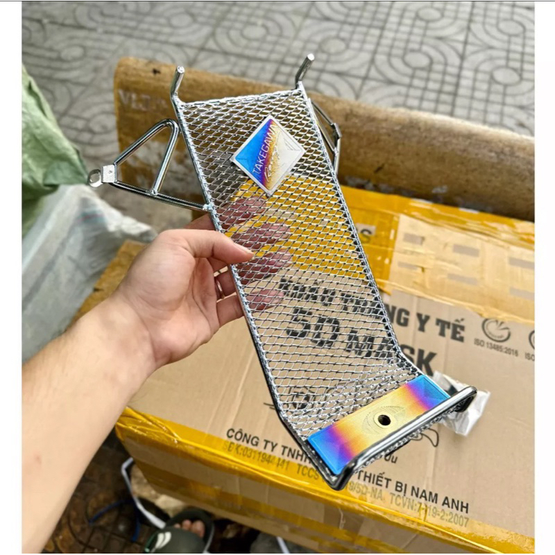 Baga xiken inox kèm logo titan lắp Wave 50-100-110-Wave nhỏ-Dream-Future 125- Ex135/150