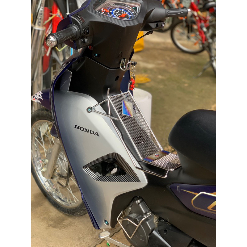 Baga xiken inox kèm logo titan lắp Wave 50-100-110-Wave nhỏ-Dream-Future 125- Ex135/150