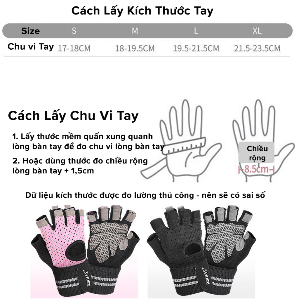 Ảnh Găng Tay Nửa Ngón Tập Gym, Tập Tạ Tích Hợp Quấn Cổ Tay Bảo Vệ Cổ Tay Chính Hãng Aolikes AL113 (1 Đôi) 4