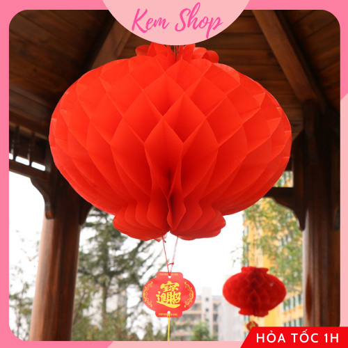 Set 10 đèn lồng nilong đỏ siêu dày chống thấm nước trang trí tết nguyên đán, năm mới, đám cưới - Kem Shop K38