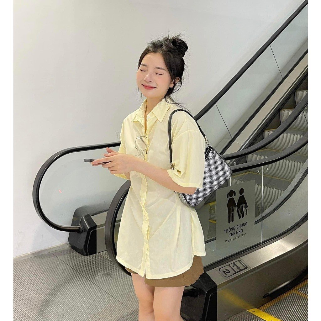 Áo sơ mi tay ngắn freesizeTiQi Jeans A38