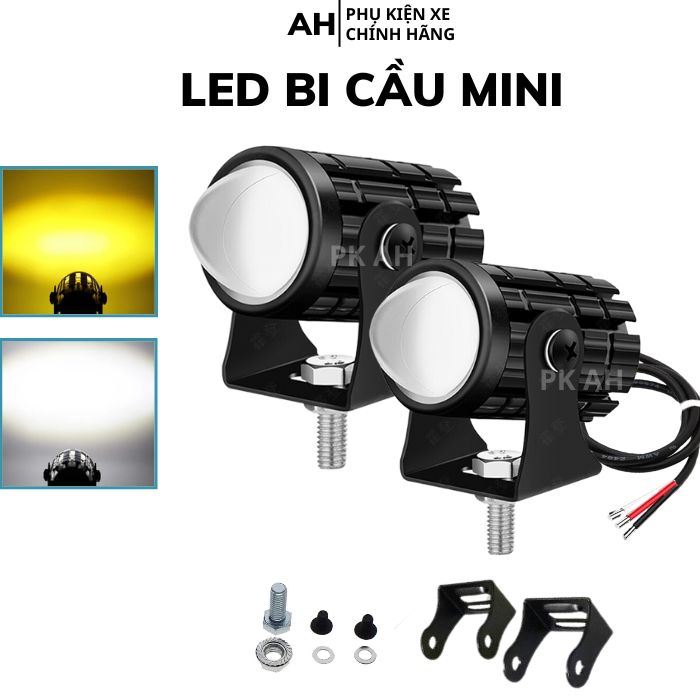 Đèn Trợ Sáng bi cầu mini xe máy xe điện chính hãng đèn pha xe máy 2 Màu Cos vàng Pha Trắng BCmini