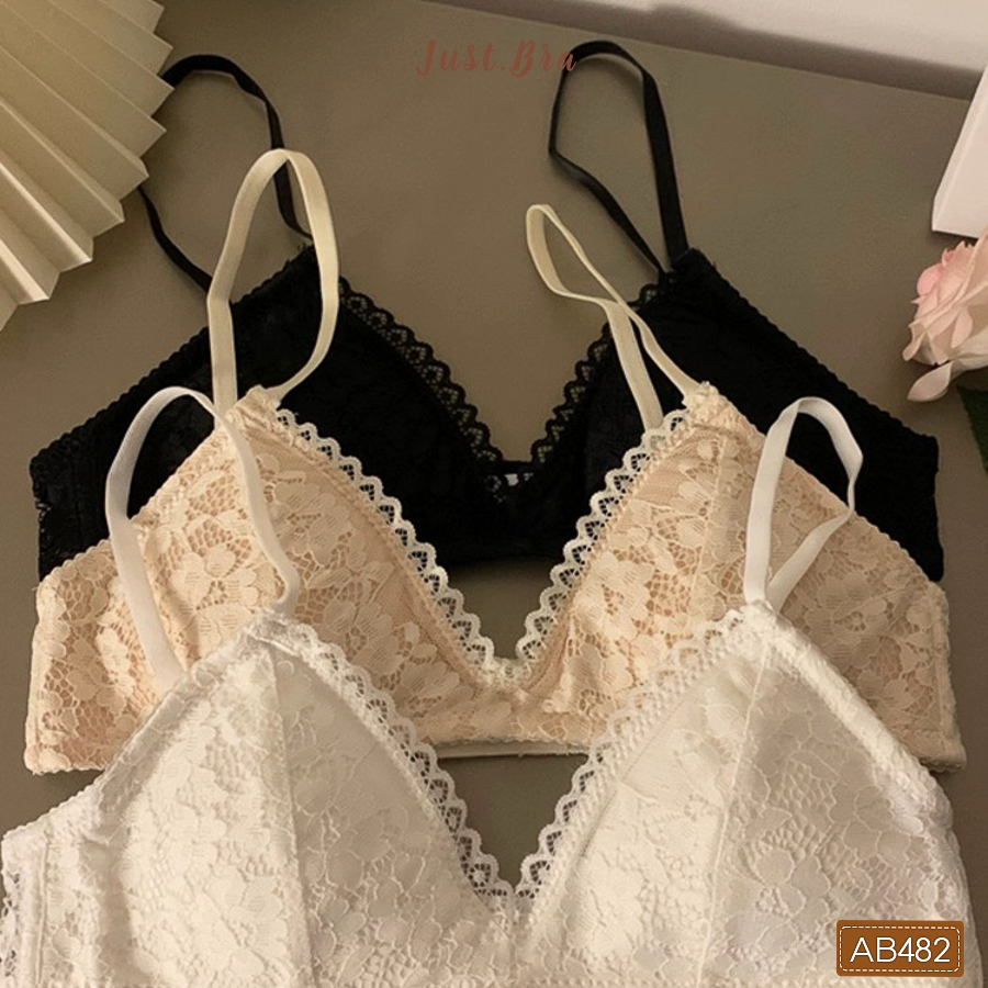 Áo ngực không gọng Just Bra chất liệu ren thun thoải mái, mút mỏng, nữ tính AB482