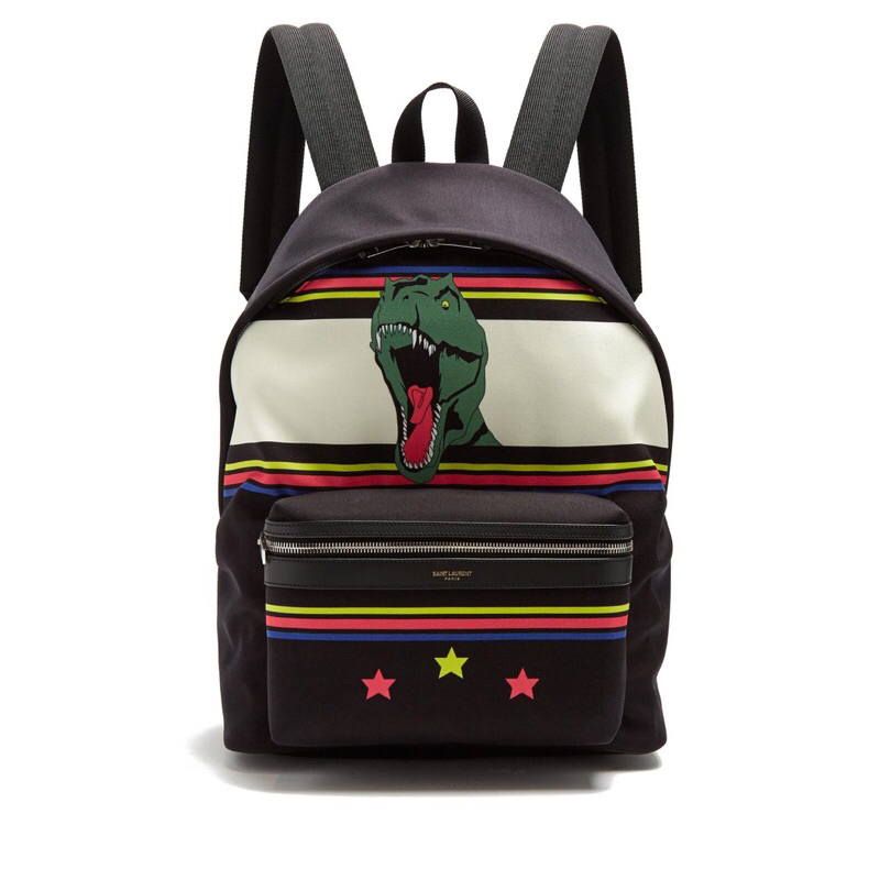 ⚡️[Hight Quality] Hàng Có Sẵn!! Balo Saint Laurent Dinosaur Print Canvas  Black City Backpack Balo Ysl Dino Khủng Long