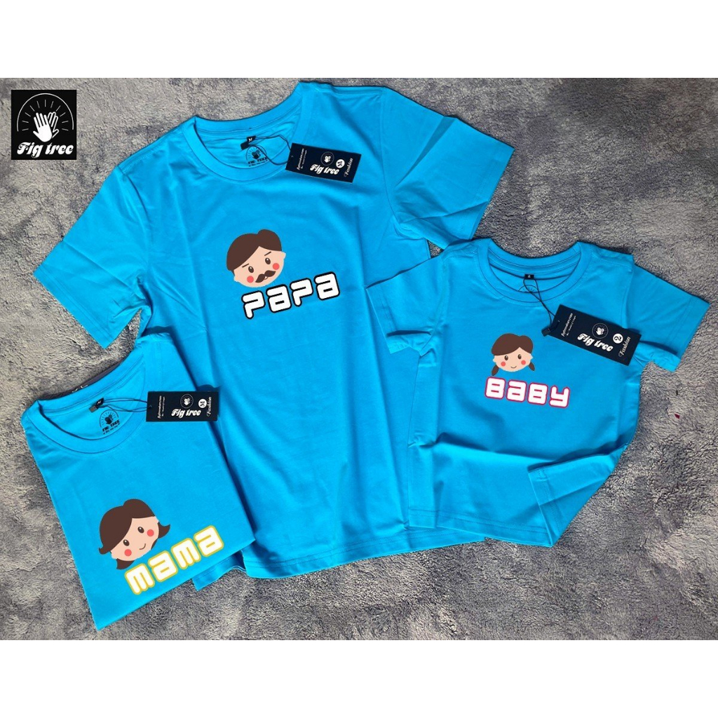 Combo Áo Thun Gia Đình FIG TREE Papa, Mama, Baby, Chất Cotton Siêu Mềm Mát, Size đến 110kg (2 Màu)