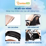 Xe đẩy cho bé, xe đẩy gấp gọn cho bé Bamboo Life chính hãng 2 chiều 3 tư thế cho bé sơ sinh 0-36 tháng du lịch siêu thị — ảnh 5