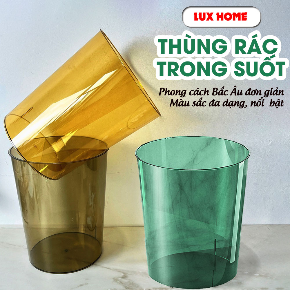 Thùng đựng rác trong suốt đơn giản sang trọng, xô trong suốt đa năng ...