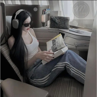 Quần jeans nữ ống suông phối 3 sọc cao cấp - QJ