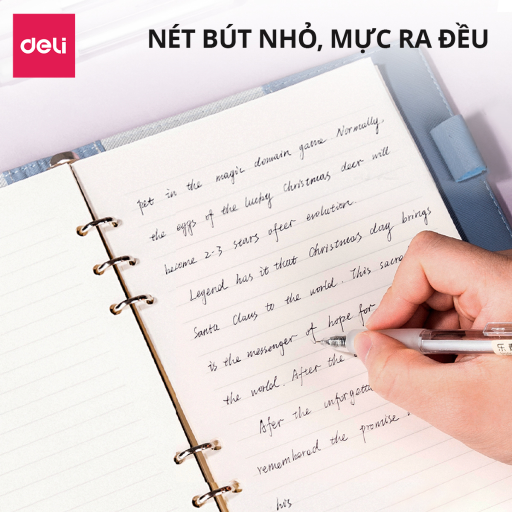 Bút Gel Bấm Bút Bi Nước Mực Màu Đen Deli Phù Hợp Viết Sổ Calligraphy Ngòi 0.38mm Cho Văn Phòng Học Sinh