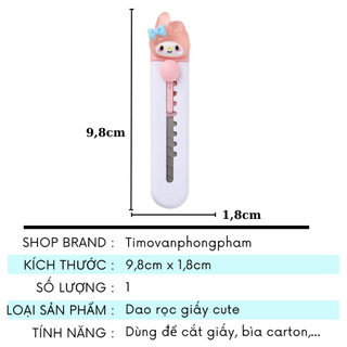 Dao Rọc Giấy Kuromi Mini Cute Dạng Bút Đính Charm Đồ Dùng Học Tập Timo VPK32