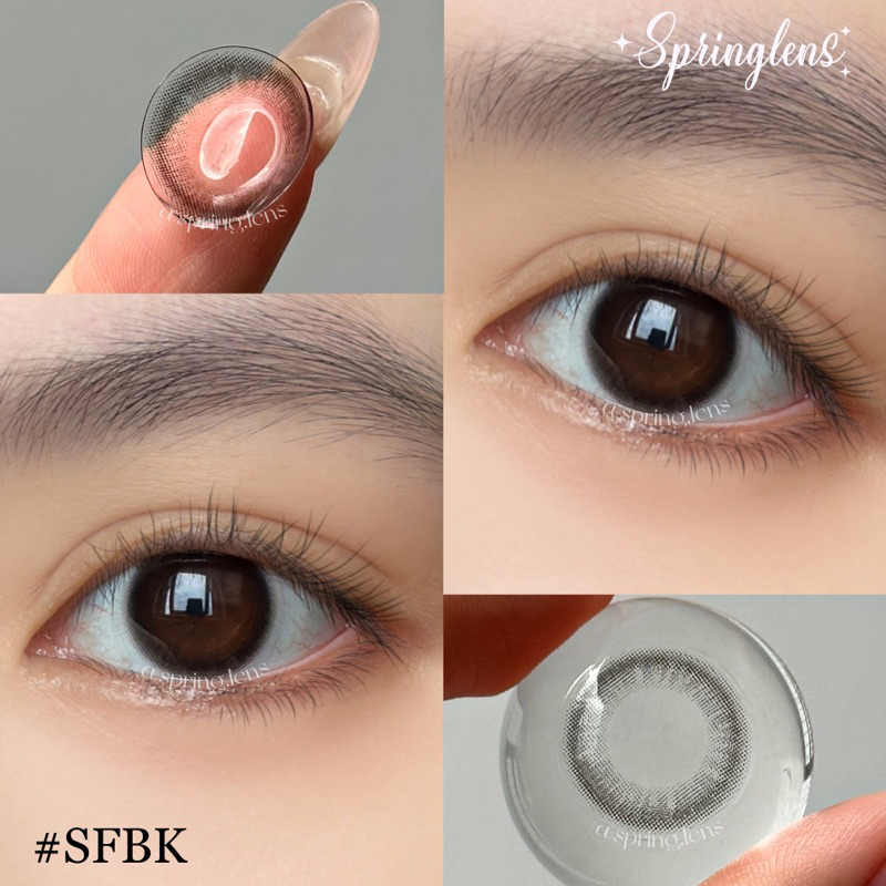 Kính áp tròng đen thuần SOFF BLACK trong trẻo tự nhiên giãn nhẹ 1 tháng | Spring Lens