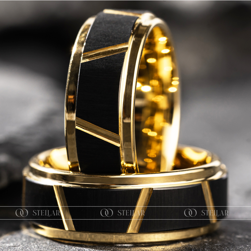 Nhẫn Nam Vonfram Stellar "The Castor" Tạo Khối 3D Cứng Cáp - Cao Cấp Lịch Sự Không Gỉ - Bền Gấp 3 Nhẫn Nam Titan