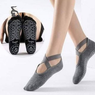 Tất Tập Yoga  - Vớ Tập Yoga , barre , pilates quai chéo thấm mồ hôi gắn hạt silicon chống trơn trượt quai chéo kín ngón