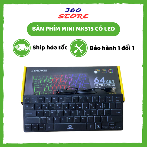 Bàn phím Mini ZORNWEE có dây MK515 nhỏ gọn, có đèn led | Shopee Việt Nam