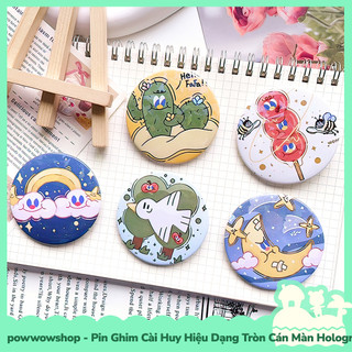 [Sẵn VN - Hỏa Tốc] Huy Hiệu Pin Ghim Dạng Tròn 58mm Cài Áo / Túi / Balo Màn Hologram Phong Cách Nhân Vật Hoạt Hình Funny