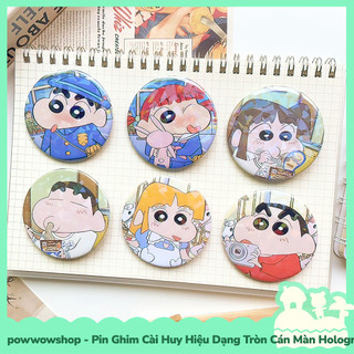 [Sẵn VN - Hỏa Tốc] Huy Hiệu Pin Ghim Dạng Tròn 58mm Cài Áo / Túi / Balo Màn Hologram Nhân Vật Anime Manga Shin