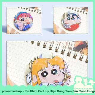 [Sẵn VN - Hỏa Tốc] Huy Hiệu Pin Ghim Dạng Tròn 58mm Cài Áo / Túi / Balo Màn Hologram Nhân Vật Anime Manga Shin